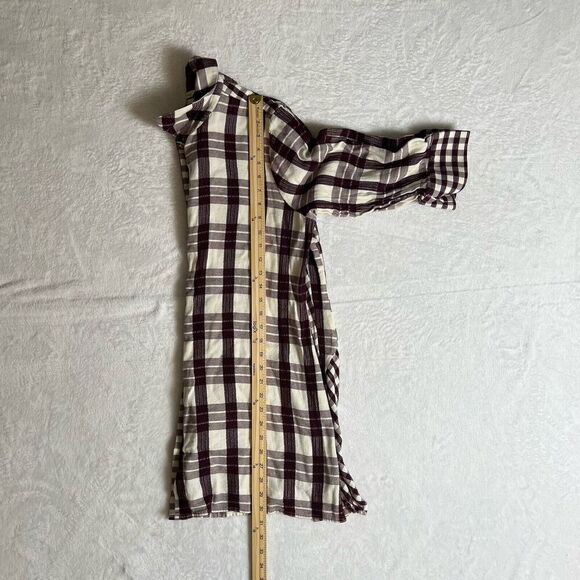 Soft Surroundings Women’s Plaid Blouse Size XL Burgundy Purple Cottage Cabincore - Picture 6 of 7